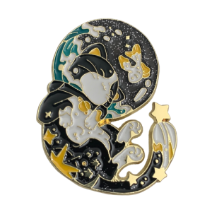 Celestial Black Cat Enamel Pin