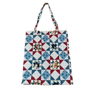 Totally terrific patchwork kitty tote bag