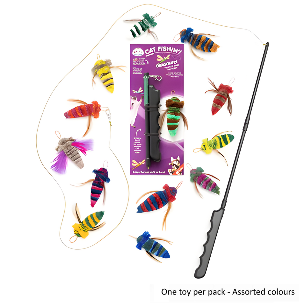 Cat Lures Cat Fishin’ Rod Teaser Toy – Dragonfly