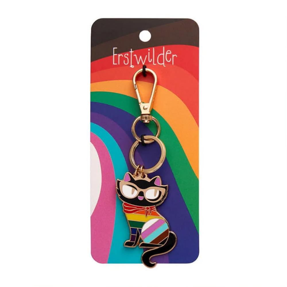 Erstwilder Elissa the Rainbow Cat Enamel Key Ring