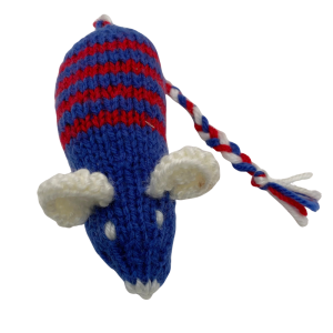 Blue and Red Knitted Mouse